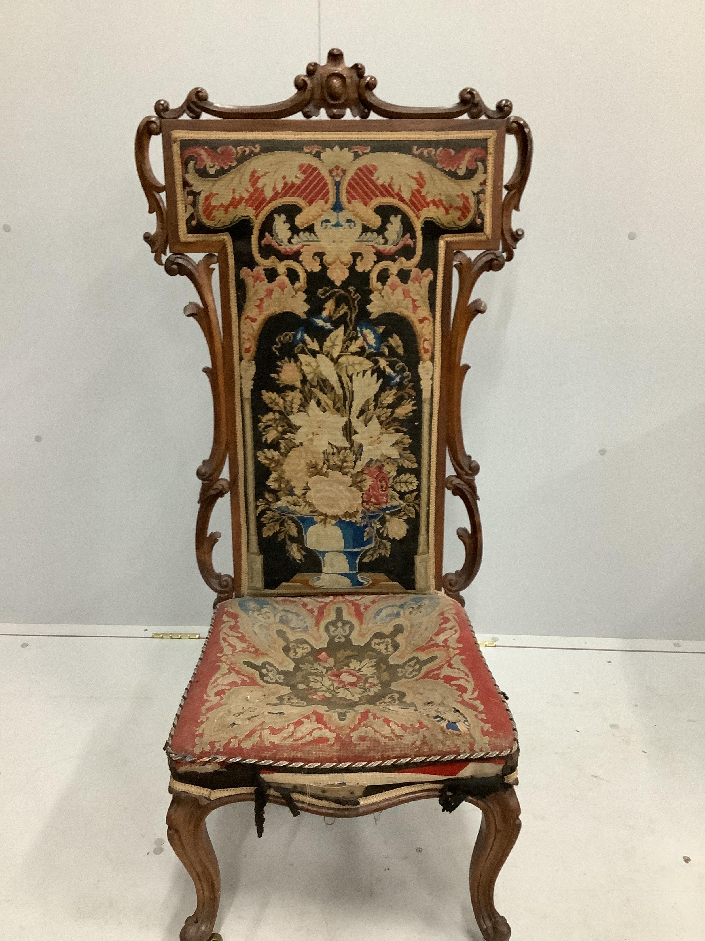 A Victorian rosewood prie dieu chair